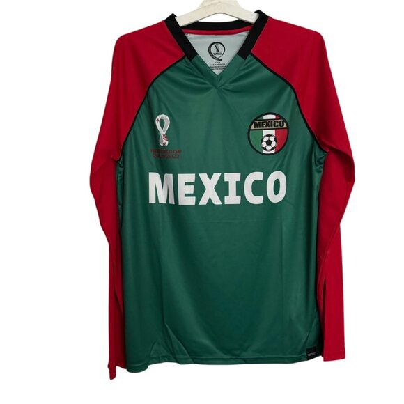Official FIFA World Cup Qatar 2022 Mexico Long Sleeve Jersey green red sz medium - Picture 15 of 16